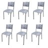 Kit 6 Cadeira Cozinha Jantar Metal Tubular Almofadada Medcombo Cinza Claro Estrutura Prata com Assen - 1