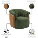 Ver imagem 3 de Poltrona Decorativa Giratória Luxuosa Linho Verde Detalhe Courino Caramelo Montada Sala Hall