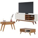Ver imagem 1 de Rack Bancada Noronha 1.8 Off White Matte Freijó com Mesa de Centro Jeri Freijó Off White e
