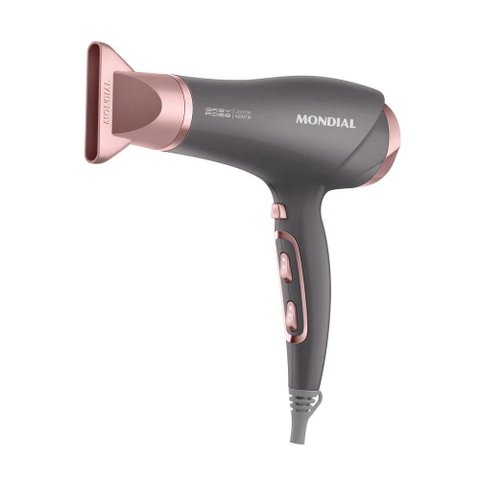 Secador de Cabelos Mondial Grey Rose Keratin 3 Velocidades 2 Temperaturas Cinza/rosa 127v - Scn-11