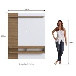 Painel para TV Suspenso Grécia 145cm com Nicho PS200 Delmarco Delmarco Mel/Branco Touch - 2