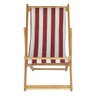 Espreguiçadeira Preguiçosa Dobrável sem Braço em Madeira Maciça - Listrado Vermelho e Branco - 2