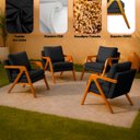 Ver imagem 5 de Kit 4 Poltrona Sala Decorativa Stella Estofada Veludo Preto Base Madeira Castanho - Arkell