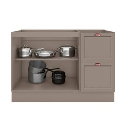 Balcão 120cm 2 Portas 2 Gavetas sem Tampo para Pia Unna Cinza/Gris - 4 Balcão 120cm 2 Portas 2 Gavetas sem Tampo para Pia Unna Cinza/Gris - 4