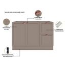 Ver imagem 5 de Balcão 120cm 2 Portas 2 Gavetas sem Tampo para Pia Unna Cinza/Gris