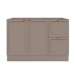 Balcão 120cm 2 Portas 2 Gavetas sem Tampo para Pia Unna Cinza/Gris - 2 Balcão 120cm 2 Portas 2 Gavetas sem Tampo para Pia Unna Cinza/Gris - 2