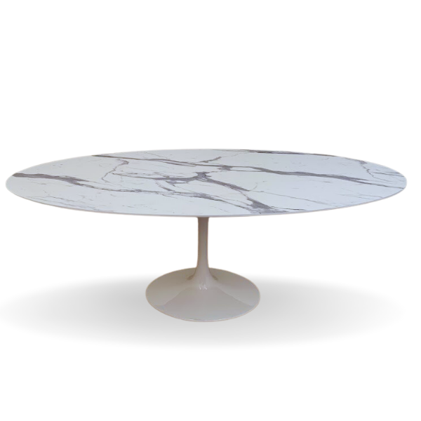 Mesa de Jantar Tulipa Saarinen Oval 180x100cm Testurizado Marmore Modelar Art Moveis - 2