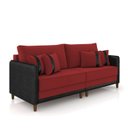 Ver imagem 1 de Sofá 3 Lugares Living 192cm Pé Madeira Valença Pto/veludo Vermelho K01 - D'Rossi