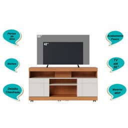 Rack Bancada Tv até 47" 2 Portas Yara - Freijó / Off White - 5