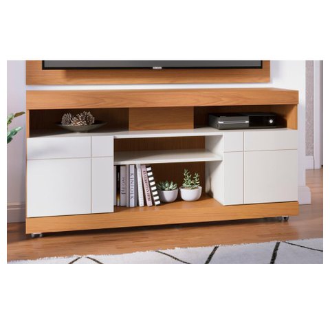 Rack Bancada Tv até 47" 2 Portas Yara - Freijó / Off White