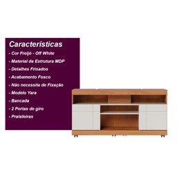 Rack Bancada Tv até 47" 2 Portas Yara - Freijó / Off White - 4