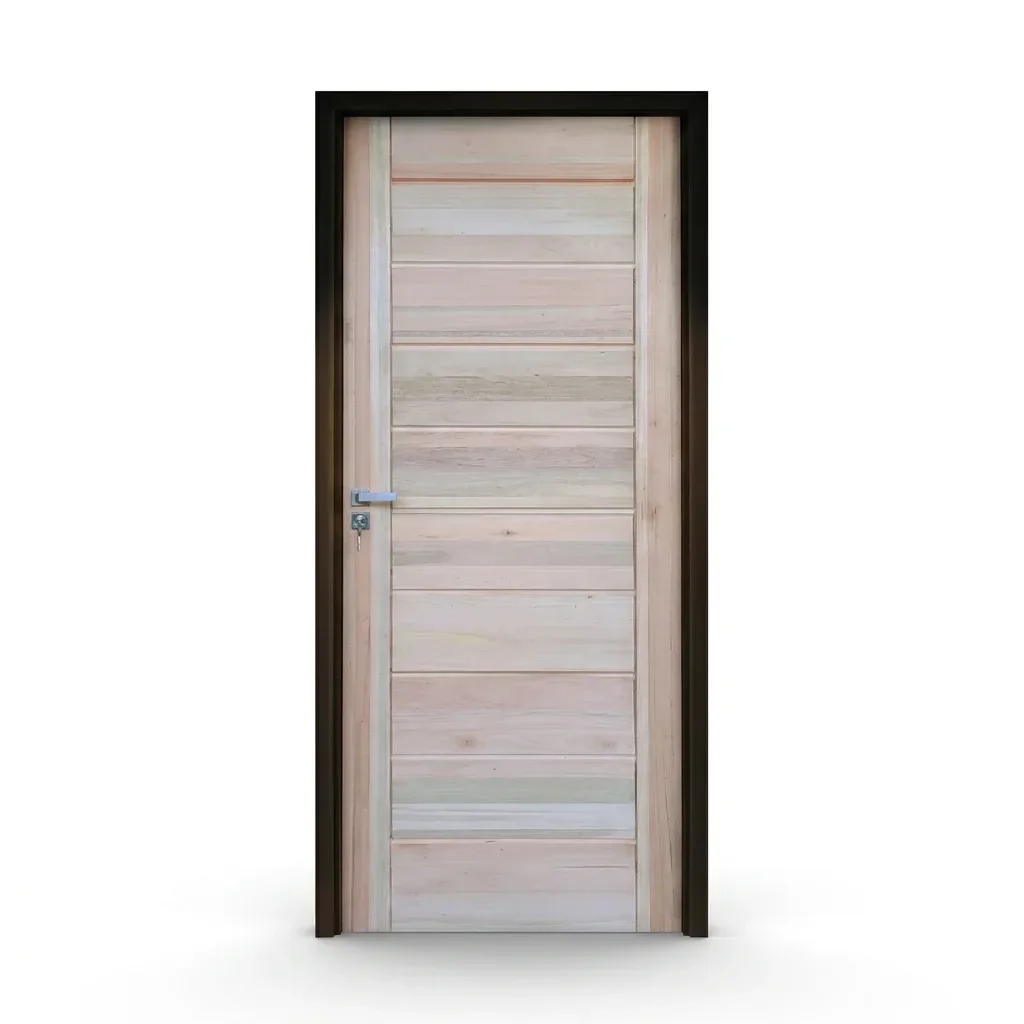 Ver imagem 2 de Kit Porta de Madeira Maciça 3B Eucalipto 210x82cm Batente 14cm Abertura Direita Marrom Uniportas