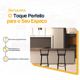 Kit 2 Banquetas para Balcão Bancada Cozinha Bistrô Ilhas Gourmet Bares Banco Flórida Preta - 3