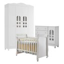 Ver imagem 1 de Quarto de Bebê New Selena 4 Portas com Cômoda Selena e Berço Mirelle Branco Brilho – Carolina Móveis