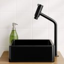 Ver imagem 4 de Conjunto Gabinete Banheiro Completo 50cm Armário com Cuba Estilo Industrial Amadeirado e Preto Pia