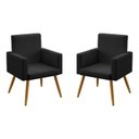 Ver imagem 1 de Kit 2 Poltronas Decorativas Estofadas Nina para Sala de Estar Couro Artificial Preto Aradecor