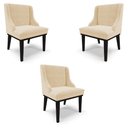 Ver imagem 1 de Kit 3 Cadeiras Decorativas Sala de Jantar Base Fixa de Madeira Firenze Suede Bege/Preto G19 - Gran B