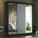 Ver imagem 1 de Guarda-roupa Casal Madesa Mônaco 3 Portas de Correr com Espelhos - Preto/cinza