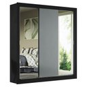 Ver imagem 3 de Guarda-roupa Casal Madesa Mônaco 3 Portas de Correr com Espelhos - Preto/cinza