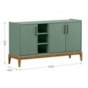Ver imagem 3 de Balcão Buffet Milão Verde/freijó 3 Portas 4 Prateleiras em Madeira Pinus com Mdf - Finestra