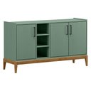 Ver imagem 2 de Balcão Buffet Milão Verde/freijó 3 Portas 4 Prateleiras em Madeira Pinus com Mdf - Finestra
