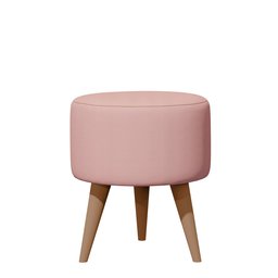 Banqueta Redonda Suede Rose Puff Estofado Pé Palito Resistente Puf Decorativo - 1