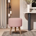 Ver imagem 1 de Banqueta Redonda Suede Rose Puff Estofado Pé Palito Resistente Puf Decorativo