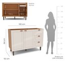 Ver imagem 3 de Balcão 2 Portas 3 Gavetas 120 cm Pérola Yescasa Off White/Freijó