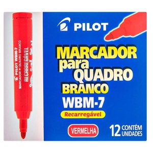 Caixa de Pincel Marcador para Quadro Branco Recarregável Wbm-7 12 Unidades Vermelho - Pilot