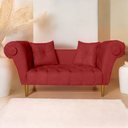 Ver imagem 2 de Namoradeira Recamier Sofá Decorativo 02 Lugares Dubai Corino Vermelho - Incasa Decor