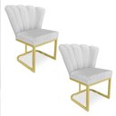 Ver imagem 1 de Kit 02 Poltronas Flor Veludo Cinza Base Metálica Industrial Dourado - Pallazio