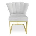 Ver imagem 4 de Kit 02 Poltronas Flor Veludo Cinza Base Metálica Industrial Dourado - Pallazio