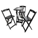 Ver imagem 2 de Kit 5 Conjuntos Bistrô Mesa com 3 Banquetas Dobráveis de Madeira Personalizada Hei - Preta