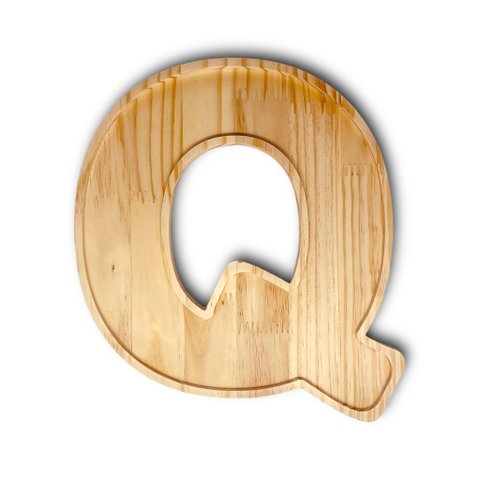 Petisqueira Letra Q Tabua com Rebaixo Madeira Pinus Cesta Presente Decoração Mesa Posta - Woodspot