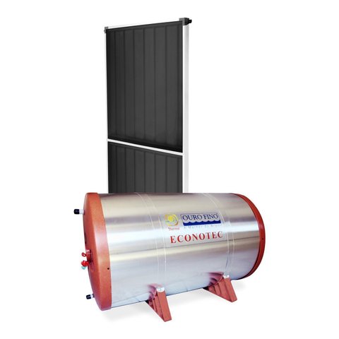 Kit de Aquecimento Solar 1 Placa Solar e Reservatório com Capacidade 200 Litros Ouro Fino Cinza