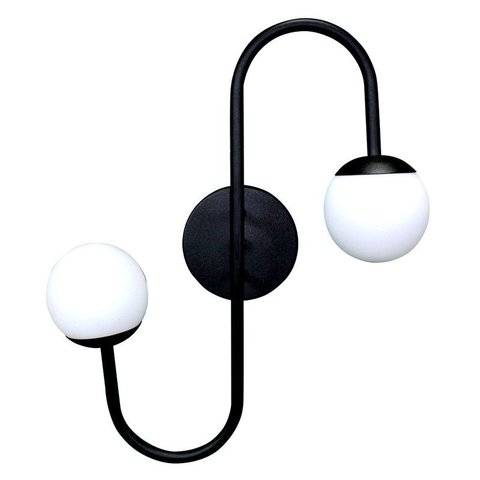 Arandela Retrô Senna Preta Globo Vidro Branco Leitoso + Lâmpada Led G9 5w 3000k Bivolt