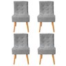 Kit 4 Cadeiras Sala de Jantar Estofada Liz Suede Cinza - Twdecora - 1
