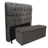 Kit Cabeceira + Calçadeira Baú Capitonê Livia 195cm King Size para Cama Box Suede Cinza - Gat Magazi - 1