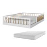 Cama Casal Montessoriana Premium Quarto Infantil Moderno com Colchão Tamanho Casal Cor Branco - 1