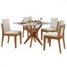 Mesa de Jantar 4 Lugares Donna Lady com Vidro Mel Natural/off White - Nesher - 2