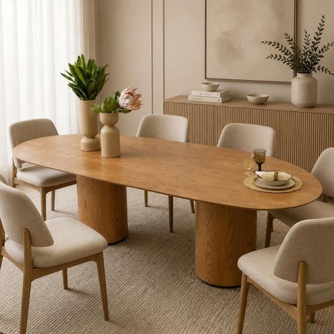 Mesa Jantar Orgânica Aylin 244x137cm Freijó- Duo Cone Freijó