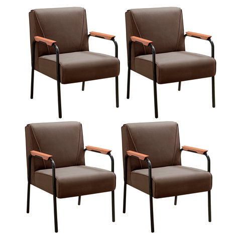 Kit 04 Poltronas Decorativas Jade para Sala de Estar, Recepção - Veludo Marrom