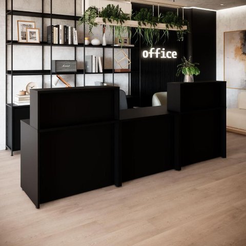 Balcões Atendimento para Recepção Consultório Escritório F5 Cor:preto