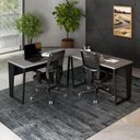 Ver imagem 1 de Mesa em L Escritório 180cm X 180cm Pés Metal F5 Office Cor:cinza Sagrado com Preto