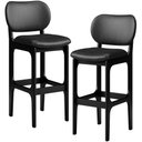 Ver imagem 1 de Kit 02 Banquetas Alta Para Cozinha Madeira Fixa Betta L02 Preto Couríssimo Preto - Lyam Decor