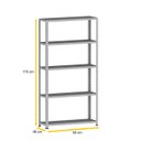 Ver imagem 2 de ESTANTE DE AÇO 175X92X30 5 PRAT. C/ REFORÇO PANDIN - CINZA EP-5AR-VU-175