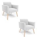 Ver imagem 1 de Poltrona Sala Estar Pé Palito Natural Kit 2 Marisa Bouclê Off White D03 - D'rossi