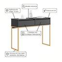 Ver imagem 2 de Aparador Buffet Rio 2 Gavetas para Sala 90 Cm Preto Dourado