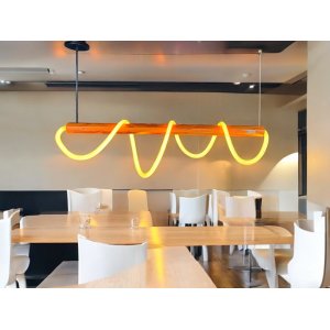 Lustre Cordas Pendente Rustico com Led Madeira Peroba Rosa