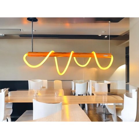 Lustre Cordas Pendente Rustico com Led Madeira Peroba Rosa